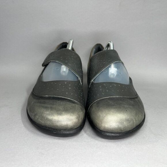 NAOT Mary Jane Shoes Women's Size 11.5 Gray Leather Slip On Comfort Adj Strap - Picture 2 of 12